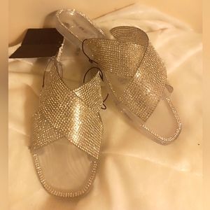 Forever 21 clear bling gel sandals size 7 90s Style